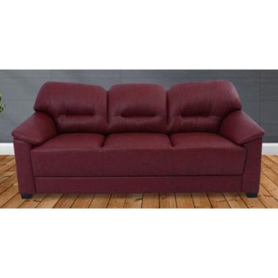 Croma Leatherette 3 Seater Sofa in Cherry Color