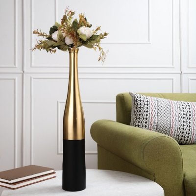 Black and Gold Champagne large Bottle Vase set