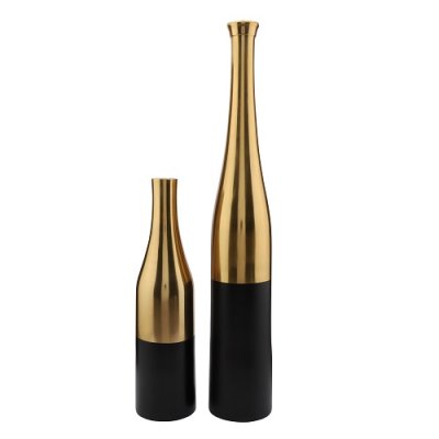 Black and Gold Champagne large Bottle Vase set