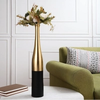 Black and Gold Champagne large Bottle Vase