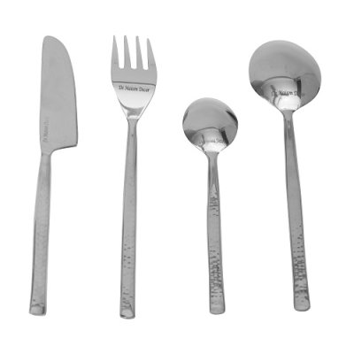 Artisan Dot Hammered Silver Cutlery Set of 24