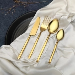 Artisan Dot Hammered Gold Cutlery Set