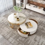 Artus Marble And Wooden Nesting Tables With Storage