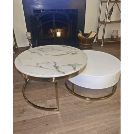 Artus Marble And Wooden Nesting Tables With Storage