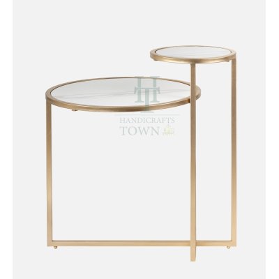 Dual Marble Side Table (Golden)