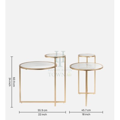 Dual Marble Side Table (Golden)