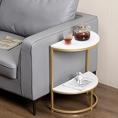 Half Round Marble Side Table gold