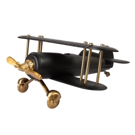 Gold and Black Wood Vintage Handcrafted Decor Airplane