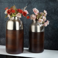 Cylindrical Deidra wood silver set vase