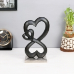 Family Heart Silver Base Small Sculpture