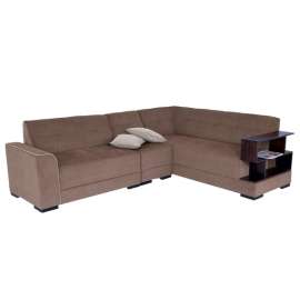 Modish LHS Sectional Sofa with Pouffe in Brown Colour