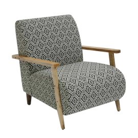 Atreo Fabric Arm Chair In Grey Color Print