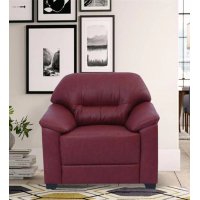 Croma Leatherette 1 Seater Sofa in Cherry Color