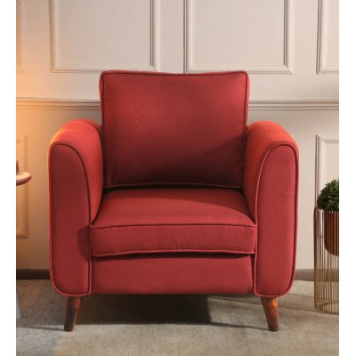 Valerie Fabric 1 Seater Sofa In Garnet Red Color