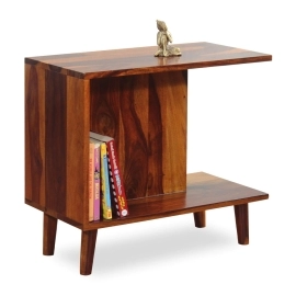 Inge Solid Wood End Table in Walnut Finish