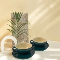 Green Cappicino Cup & Saucer 