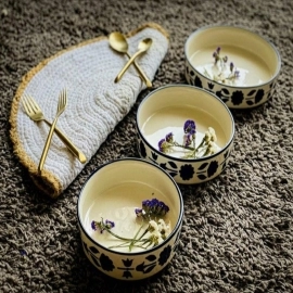 Blue & White Hand Painted Flat Bowl Set 