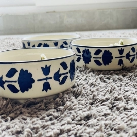 Blue & White Hand Painted Flat Bowl Set 