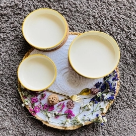 Yellow & Bleu Flat Bowl Set 