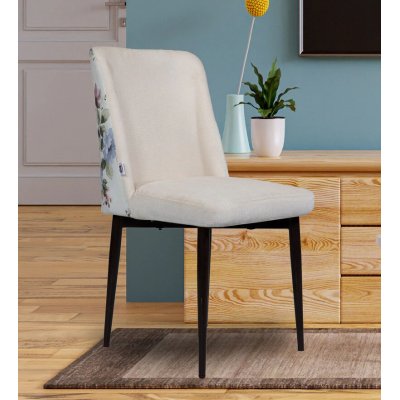 Emil Fabric Dining Chair In Cream Color