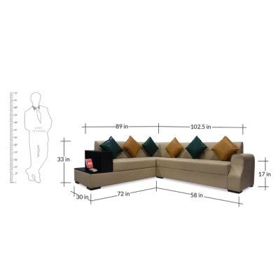 Arlo RHS Sectional Sofa in Beige Color in L Shape image