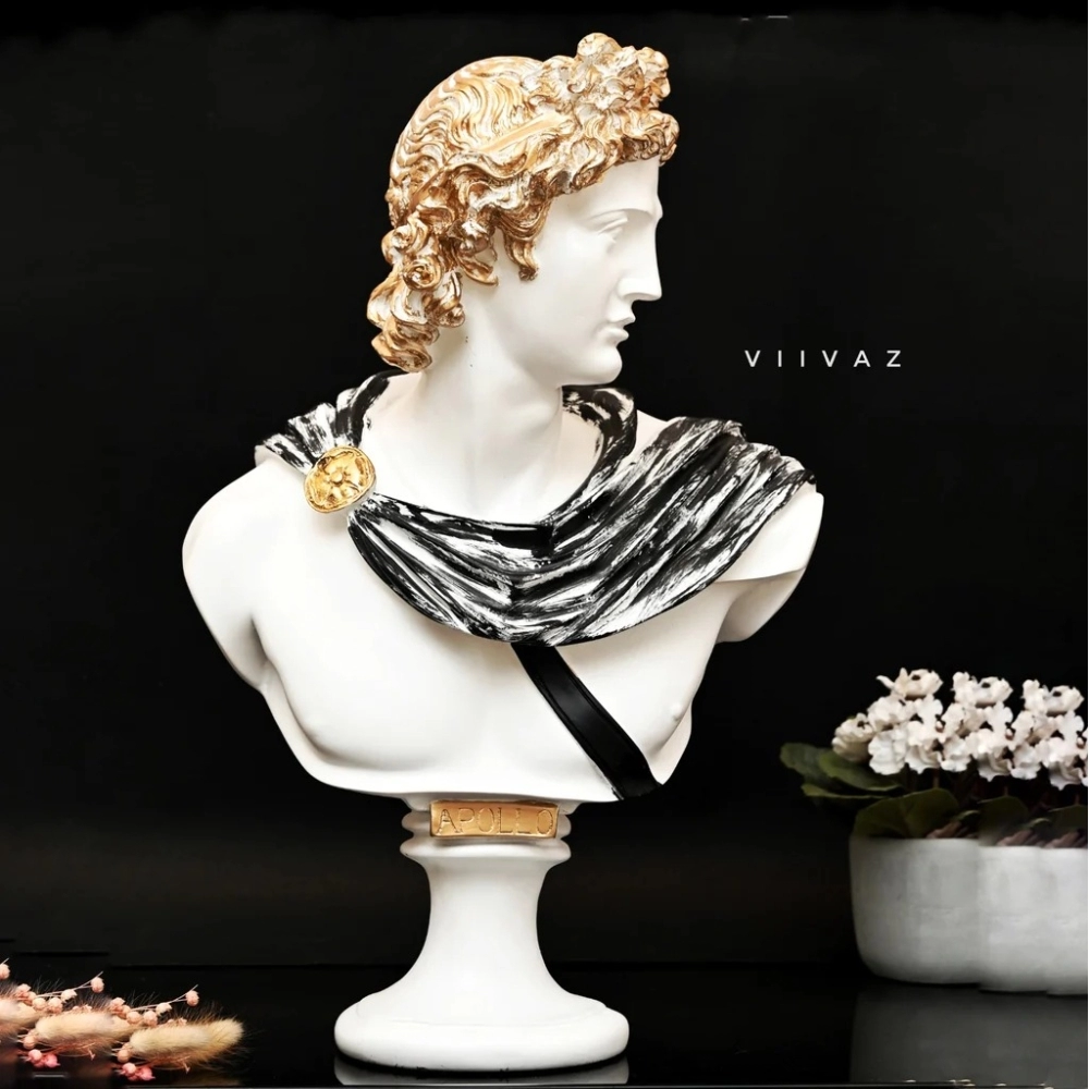 Greek Apollo Bust Sculpture White