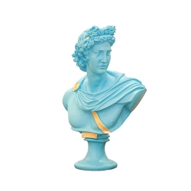 Greek Apollo Bust Sculpture Ocean Blue