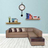 Alden Leatherette LHS Sectional Sofa in Tan Brown Colour