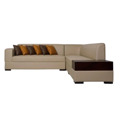 Alden Leatherette LHS Sectional Sofa in Beige Colour image