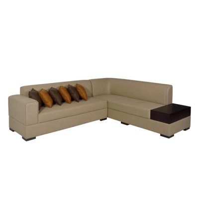 Alden Leatherette LHS Sectional Sofa in Beige Colour image