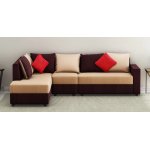 Jordan Fabric RHS Sectional Sofa in Beige & Brown Colour