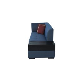 Alvin LHS Sectional Sofa in Blue Colour with Side Table in Dark Colour in L Shape