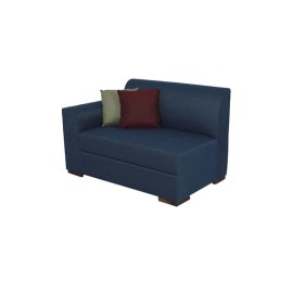 Alvin LHS Sectional Sofa in Blue Colour with Side Table in Dark Colour in L Shape