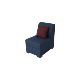 Alvin LHS Sectional Sofa in Blue Colour with Side Table in Dark Colour in L Shape