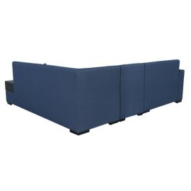 Alvin LHS Sectional Sofa in Blue Colour with Side Table in Dark Colour in L Shape