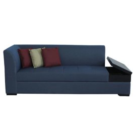 Alvin LHS Sectional Sofa in Blue Colour with Side Table in Dark Colour in L Shape