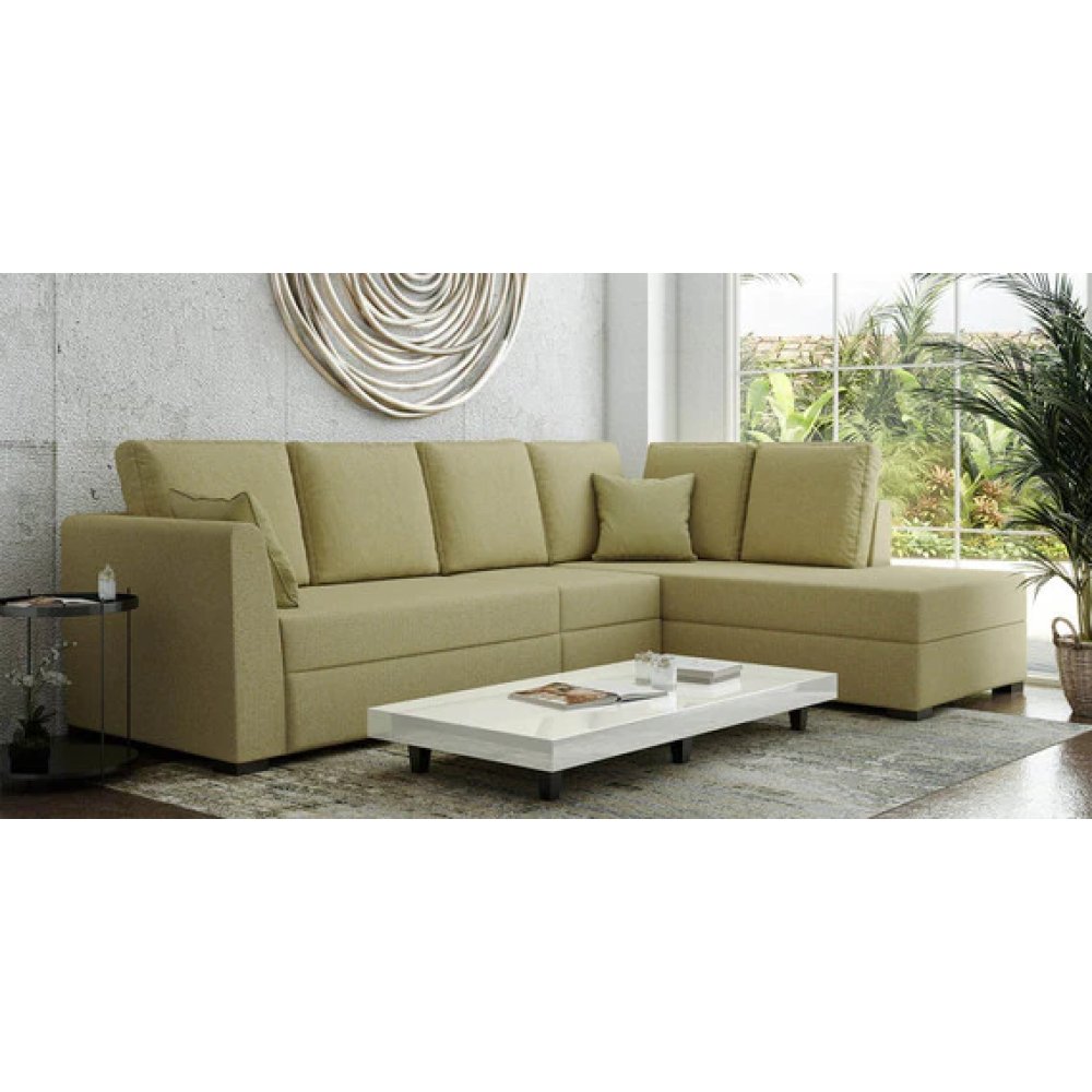 Lara Fabric LHS Sectional Sofa in Laguna Yellow Colour