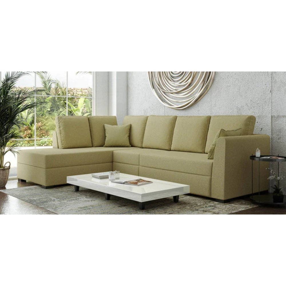 Lara Fabric RHS Sectional Sofa in Laguna Yellow Colour