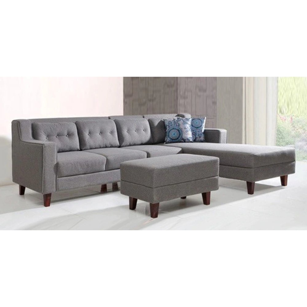 Alonis 6 Seater RHS Sectional Sofa In Ottoman Grey Colour