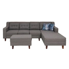 Alonis 6 Seater RHS Sectional Sofa In Ottoman Grey Colour