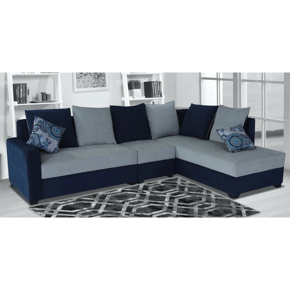 Jordan Fabric LHS Sectional Sofa in Blue & Grey Colour