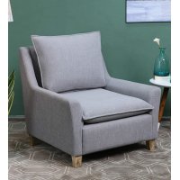 Alma Fabric Full Back Lounge Chair In Ash Grey Color