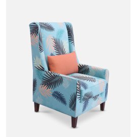 Florian Fabric Wing Chair in Blue Colour