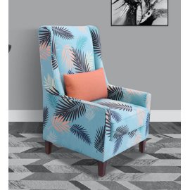 Florian Fabric Wing Chair in Blue Colour