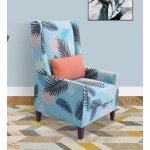 Florian Fabric Wing Chair in Blue Colour