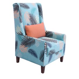 Florian Fabric Wing Chair in Blue Colour