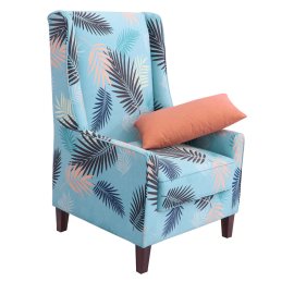 Florian Fabric Wing Chair in Blue Colour