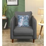 Amelio Velvet 1 Seater Sofa In Charcoal Grey Colour