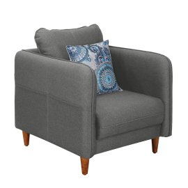 Amelio Velvet 1 Seater Sofa In Charcoal Grey Colour