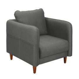 Amelio Velvet 1 Seater Sofa In Charcoal Grey Colour